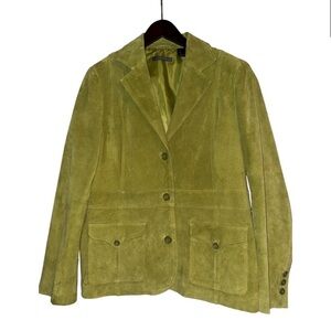 Liz Claiborne Vintage Y2K 100% Suede Green Blazer Jacket • Medium